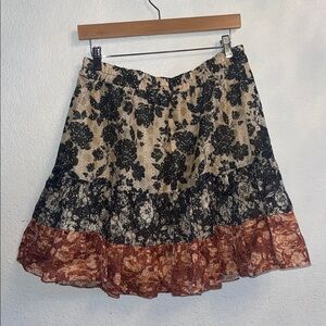 Anthropologie A-Line Skirt - Black, Cream, and Brown